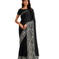 Black Satin Crepe Silk Sequence Embroidered Saree With Unstitched Blouse - Mohmanthan Yavanika