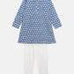 Ahalyaa Boys Blue Pure Cotton Porcian Print Kids Kurta Churidar Set | Swadesiicart