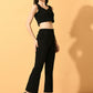 Myshka Women's Black Solid Top With Trousers - Swadesiicart