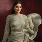 Olive Banarasi Crush Silk Sequence Thread & Stone Work/ Texture Pallu Saree - Mohmanthan Kimiya | Swadesiicart