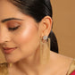 Nuyug 22K Gold Plated Crystal Studded Floral Stud Contemporary Dangler Earrings | Swadesiicart