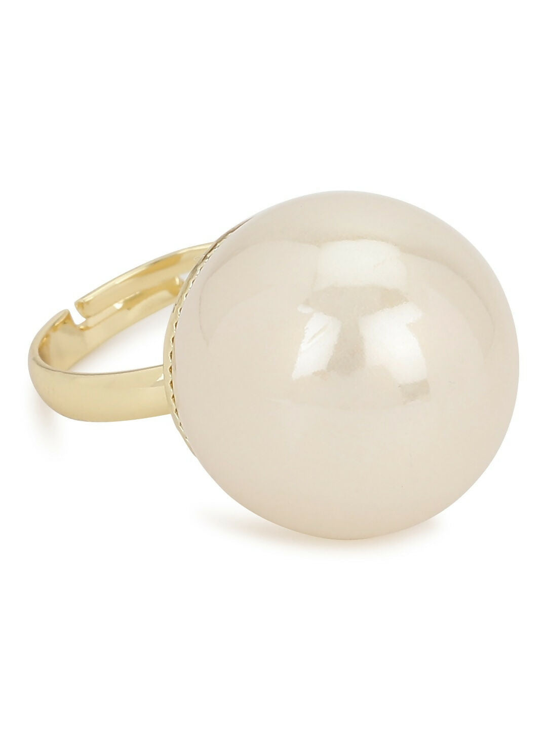 Cream Pearl Adjustable Ring- Ruby Raang | Swadesiicart