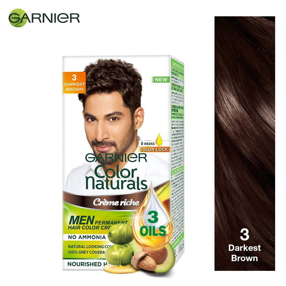 Garnier Color Naturals Creme Riche Men Hair Color - Shade 3 Darkest Brown - Swadesiicart