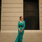 Pacific Blue Weavead Thread & Zari Work, Handloom Weaving Banarasi Satin Silk Saree - Rajtex Kronicle Silk - Swadesiicart