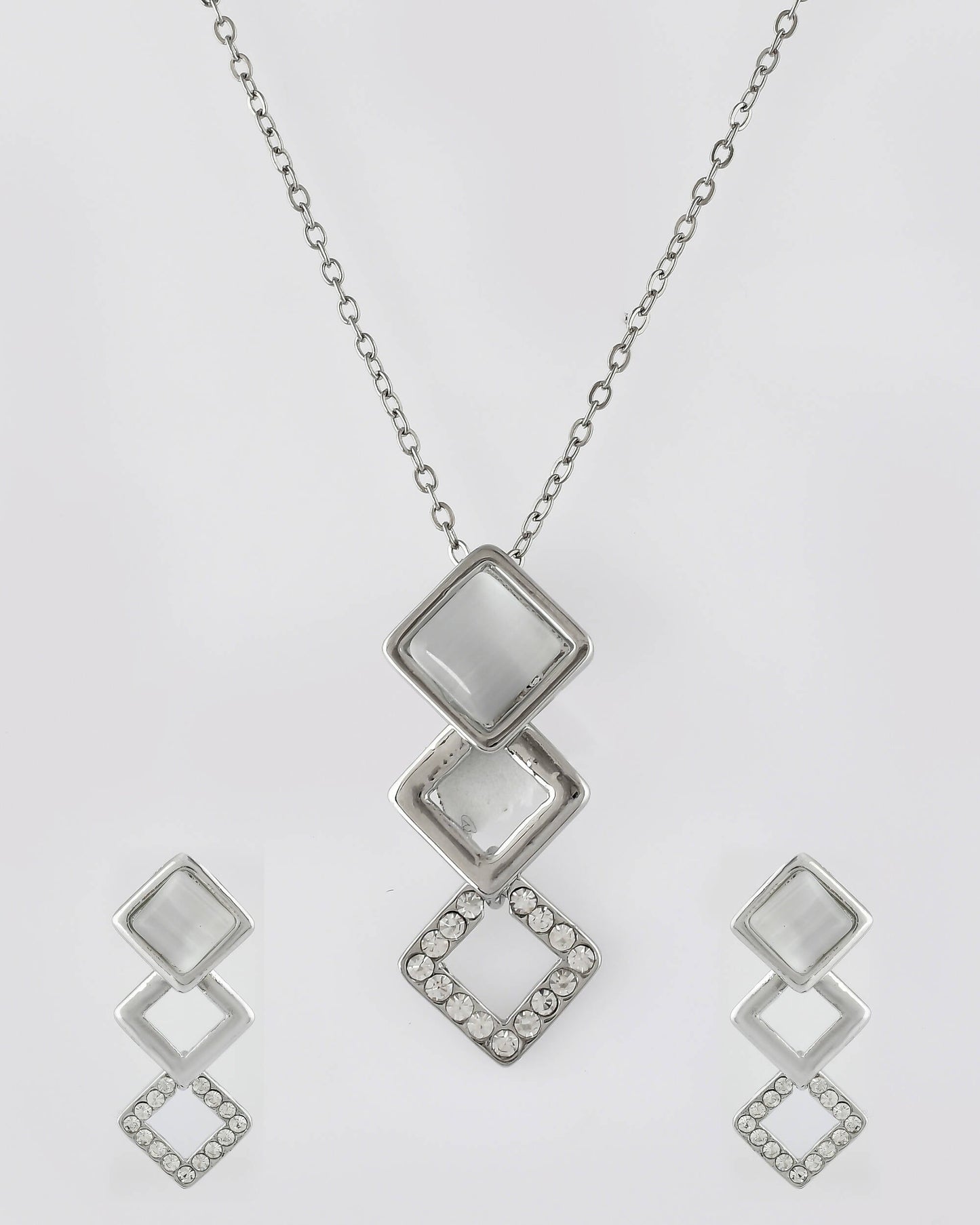 VOJ Stainless Steel Silver Silver Jewellery Set (Pack of 2) - Swadesiicart