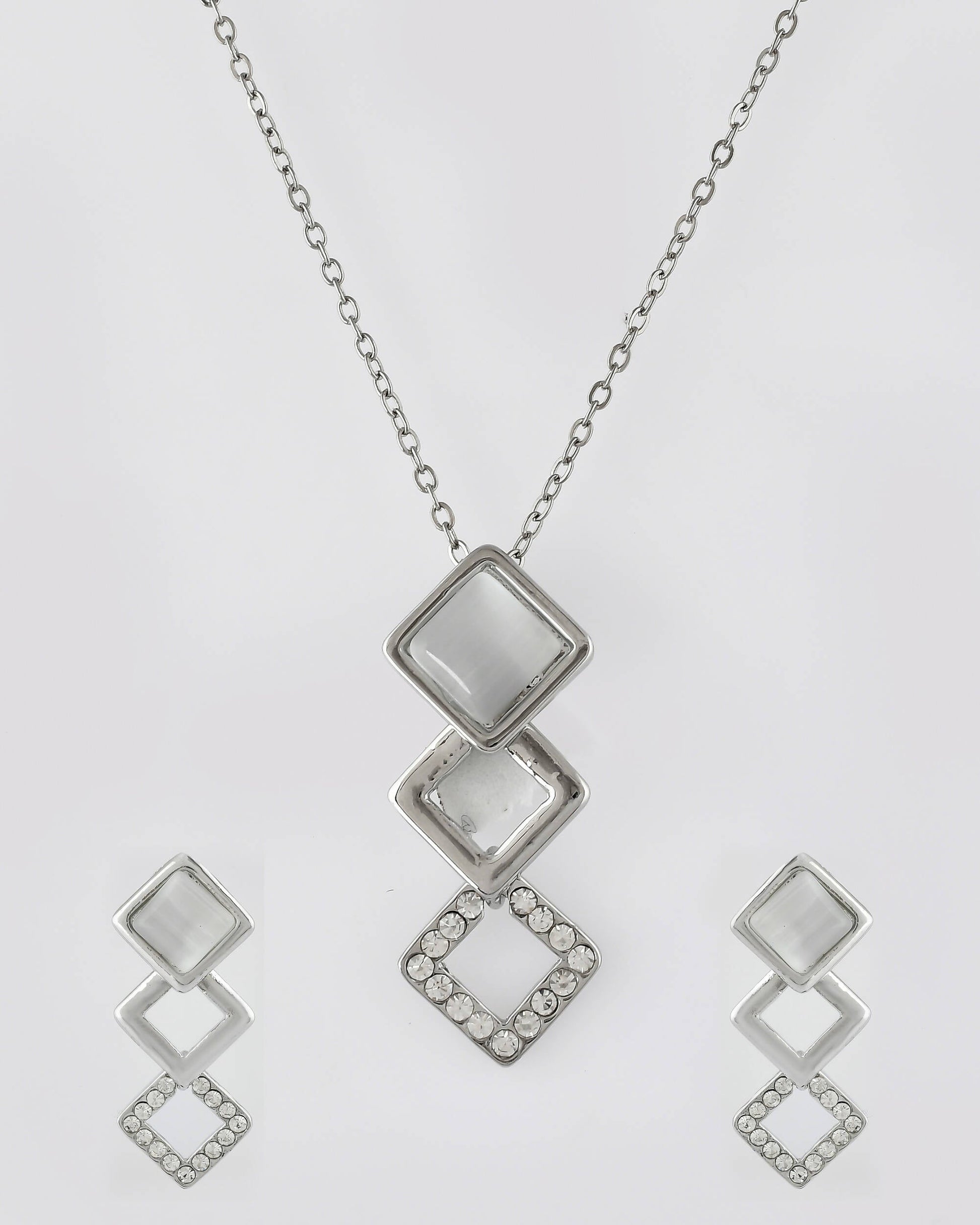 VOJ Stainless Steel Silver Silver Jewellery Set (Pack of 2) - Swadesiicart