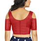 Aastha Fashion Women's Red Art Silk Cold Shoulder Sleeve Readymade Blouse