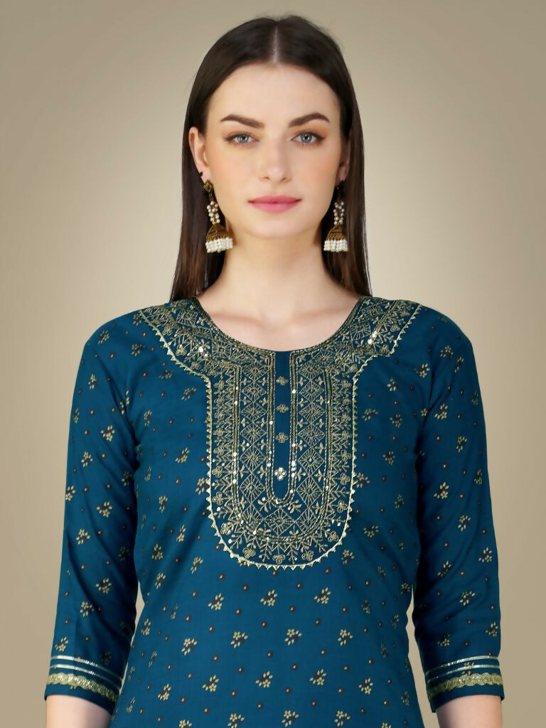 Jyoti Fashion Women's Morpich Cotton Magic Slub Embroidery & Sequence work Kurta with Trouser & Dupatta | Swadesiicart