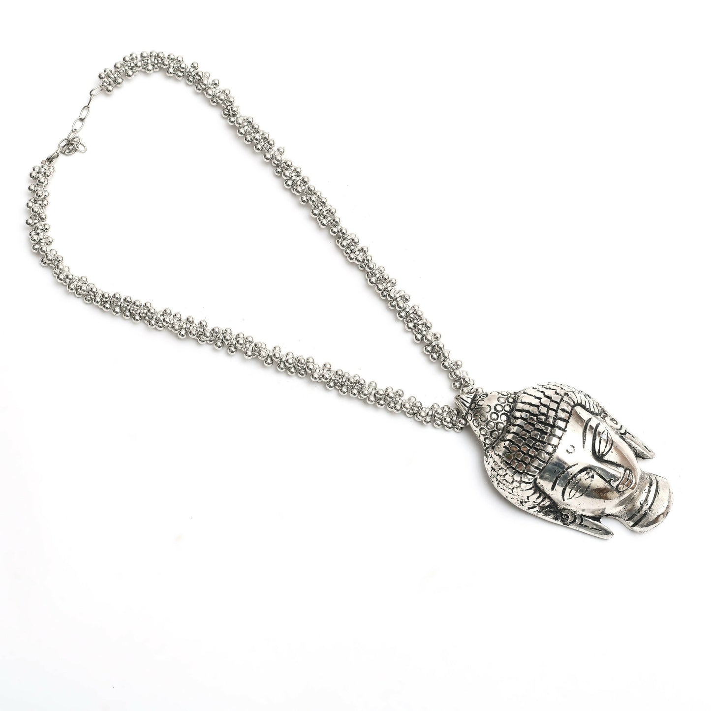Mominos Fashion Johar Kamal Silver-Plated Brass Finish Budha Long Neckalce For Women - Swadesiicart