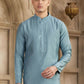 Raivat Ethnic Banarasi Art Silk Mirror Work Kurta Pajama In Grey Colour | Swadesiicart