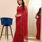 Maroon Georgette Designer Printed Ready To Wear Saree - Ibiza | Swadesiicart