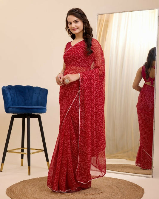 Maroon Georgette Designer Printed Ready To Wear Saree - Ibiza | Swadesiicart