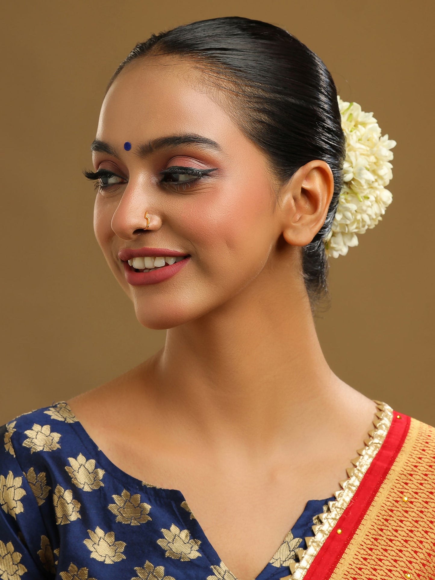 Ruby Raang Gold Bijlee Nose Pin | Swadesiicart