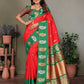 Joban Fashion Banarasi Red Butti Soft Silk Saree | Swadesiicart