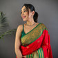 Joban Fashion Banarasi Red Woven Soft Silk Saree | Swadesiicart