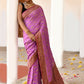 Joban Fashion Hot Pink Crepe Chiffon Pure Handloom Banarasi Silk Saree | Swadesiicart