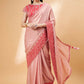 Light Pink Satin Georgette Laser Cut Floral Embroidery , Resham, Zari And Cord Embroidery Saree - Norita Hit Design - Swadesiicart
