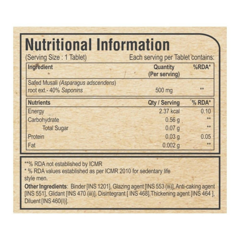 Pure Nutrition Safed Musali Tablets | Swadesiicart