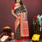 Lorenvalley Fashion Green & Red Patola Silk Woven Design Meenakari Weaving Saree - Swadesiicart