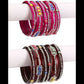 Afast Bridal Wedding & Party Fashionable Colorful Glass Bangle/Kada Set, Pack Of 12 - Maroon, Pink - Afast Enterprises