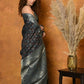 Very Much Indian Modal Silk Ajrakh Handblock Printed Natural Dyes With Designer Border Saree - Blue | Swadesiicart