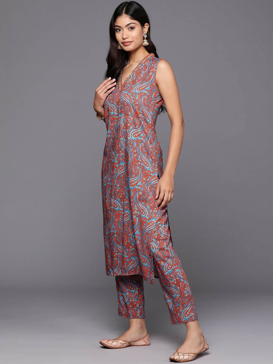 Ahalyaa Women's Traditional wear Kurta Set - Teal Blue | Swadesiicart