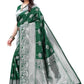 Vamika Banarasi Jacquard Weaving Green Saree (AMEE GREEN) | Swadesiicart