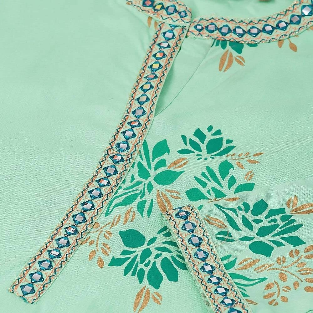 Anubhutee Women's Green Ethnic Printed Kurta with Palazzos | Swadesiicart
