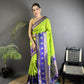 Joban Fashion Parrot Green Banarasi Soft Silk Woven Butti Saree | Swadesiicart