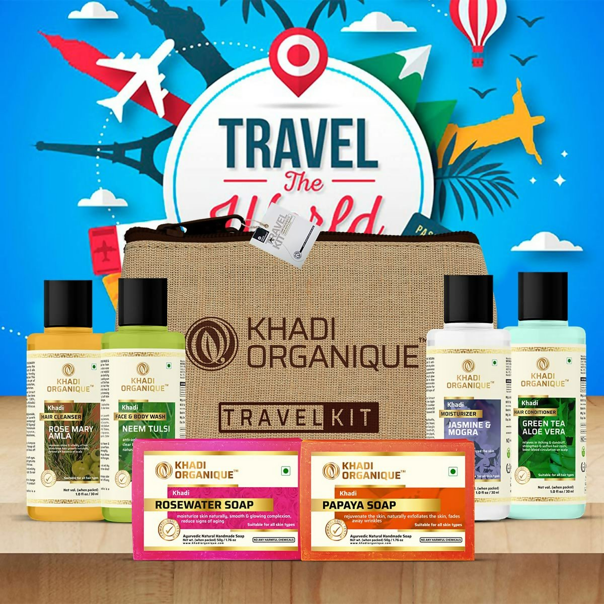 khadi Organique Grooming Travel Kit Men & Women - Swadesiicart