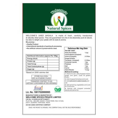 Welcome’s Natural Spices Sabzi Masala Powder - Swadesiicart