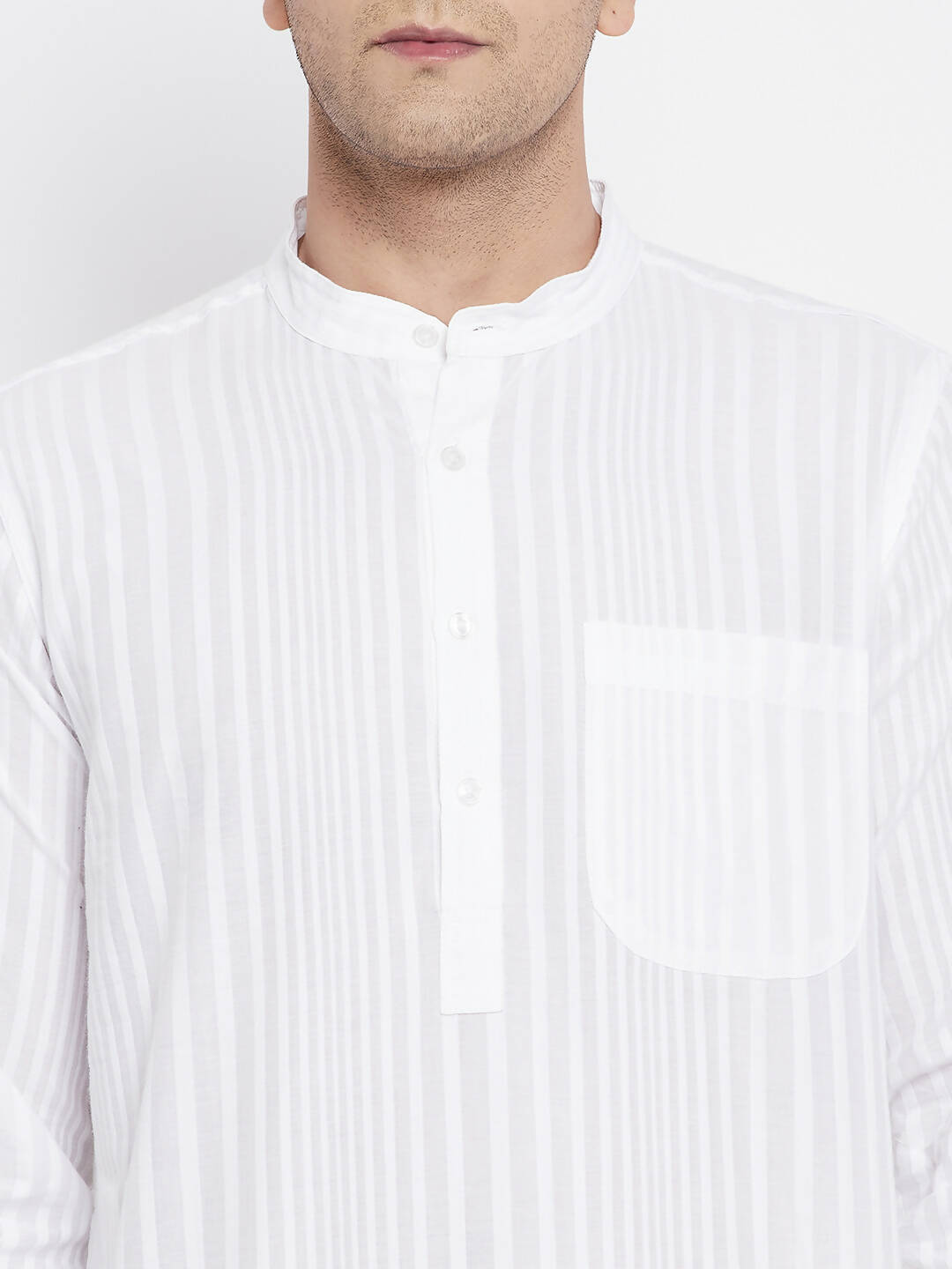 Even Apparels White Pure Cotton Men Kurta With Band Collar | Swadesiicart