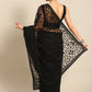 Black Woven Design Net Saree with Blouse Piece - Kalamkari