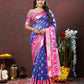 Lorenvalley Fashion Blue Organza Silk Woven Design with Meenakari Weaving Saree - Swadesiicart