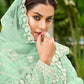 Mint Green Stone & Cording Work Festive Palazzo Suit - Emponline | Swadesiicart