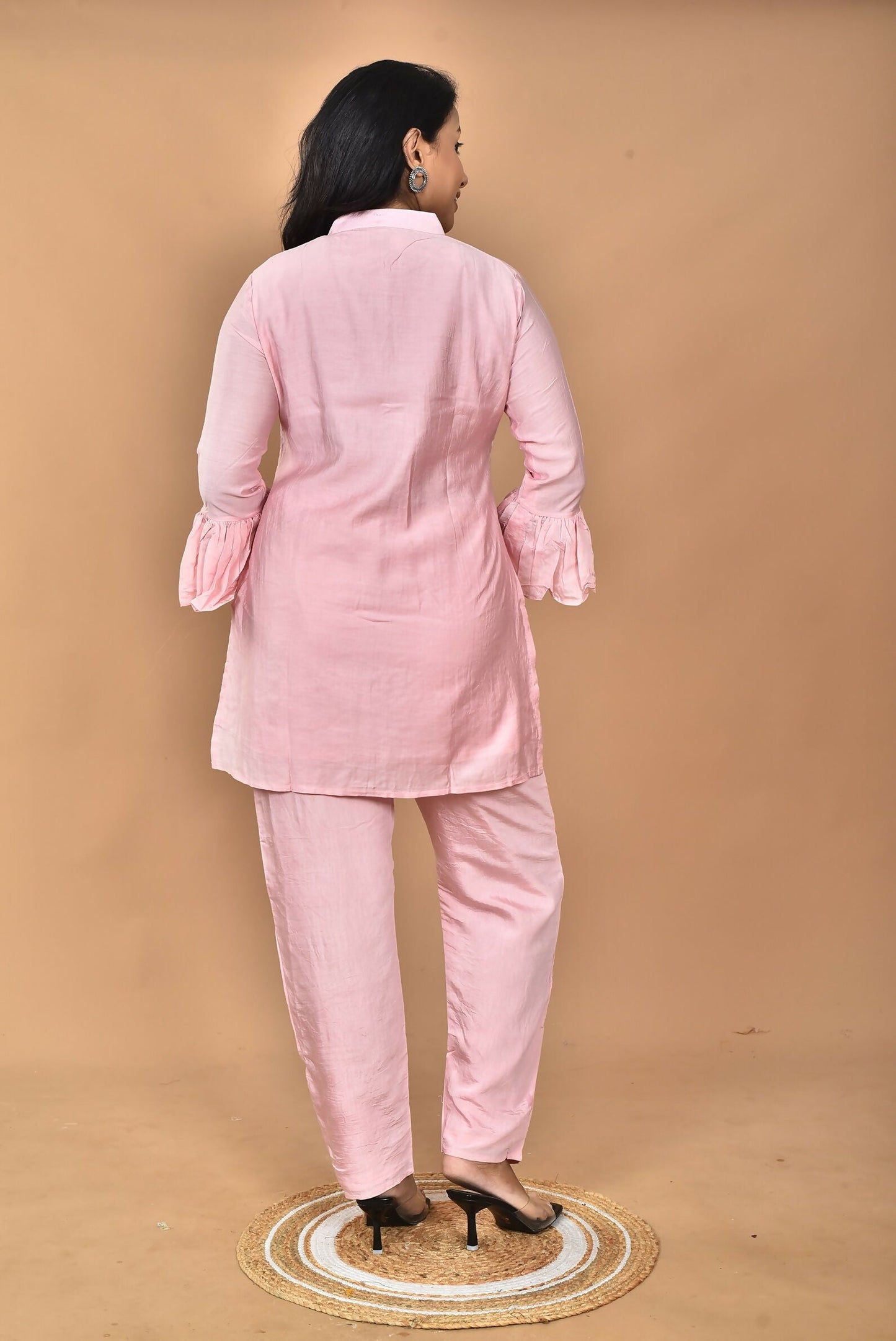Morchari Women Hand Embroidery Co-Ords-Pink - Swadesiicart