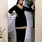 Miravan Women's Black Velvet Dreams Embroidered Co-ord Set - Swadesiicart