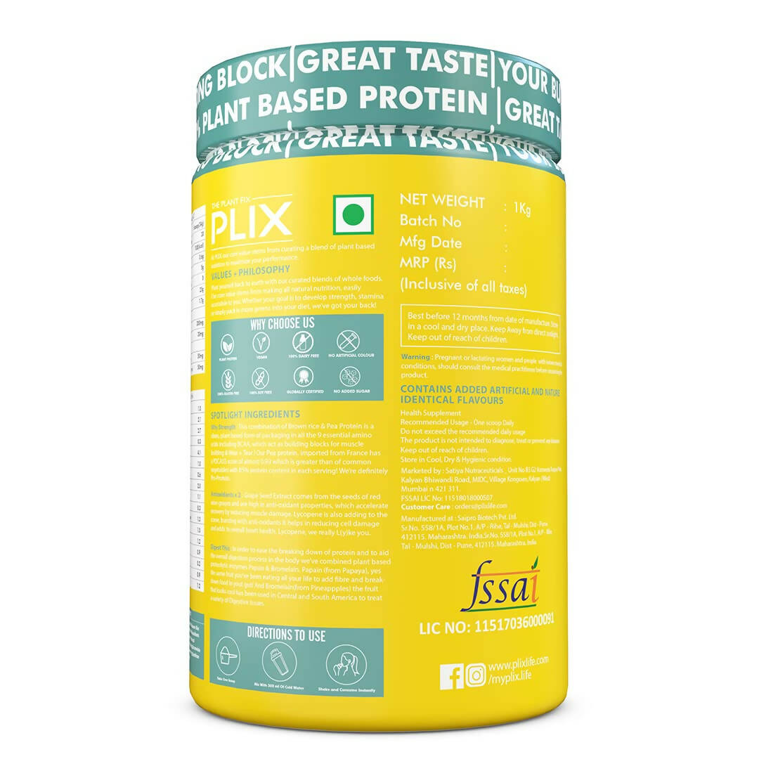 PLIX The Plant Fix Strength Vegan Plant Protein Powder - Mango - Swadesiicart