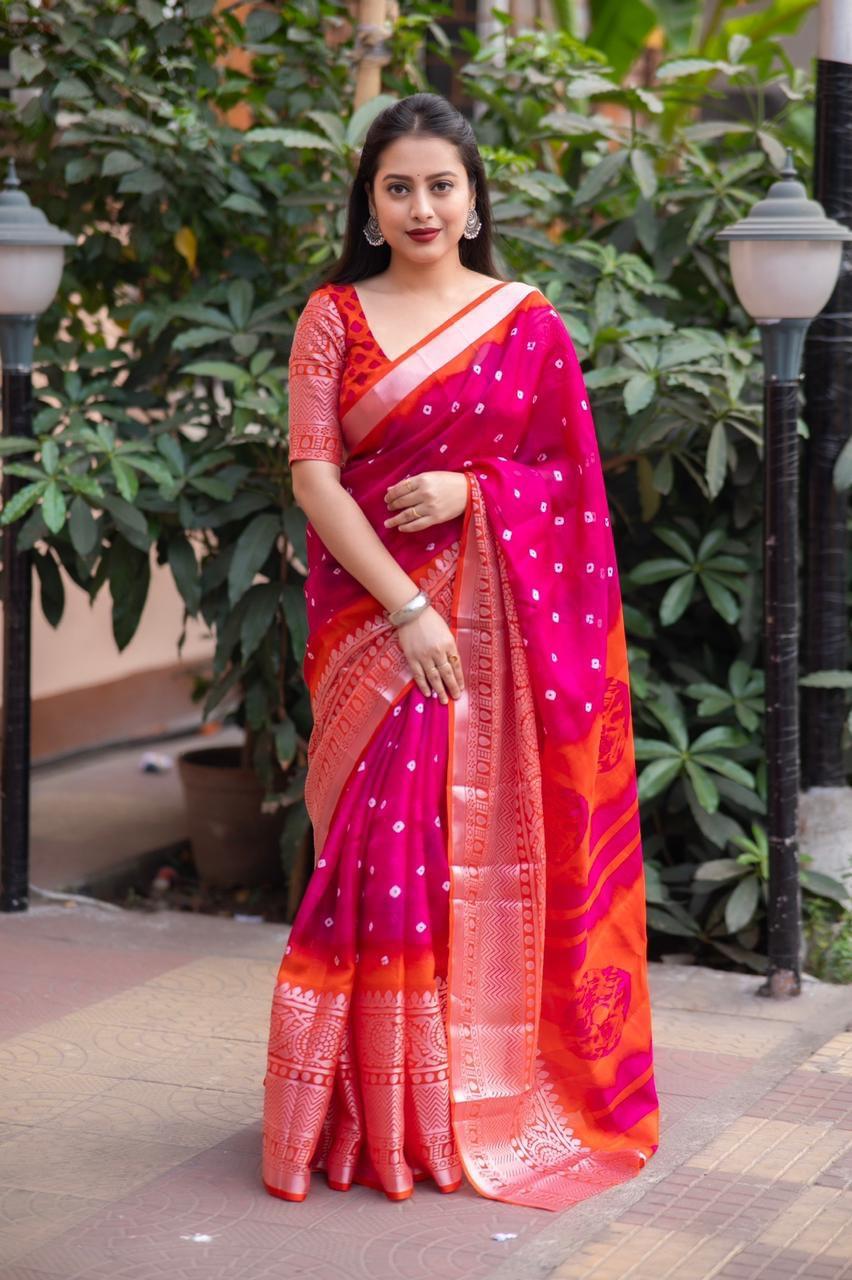 Rani Jute Silk Ethnic Motifs Saree with Unstitched Blouse - Hiral Fashion | Swadesiicart