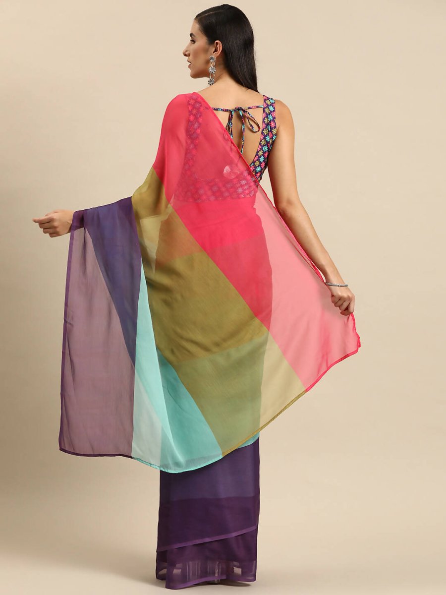 Ahalyaa Women's Traditional Semi Stitch Saree - Blue | Swadesiicart