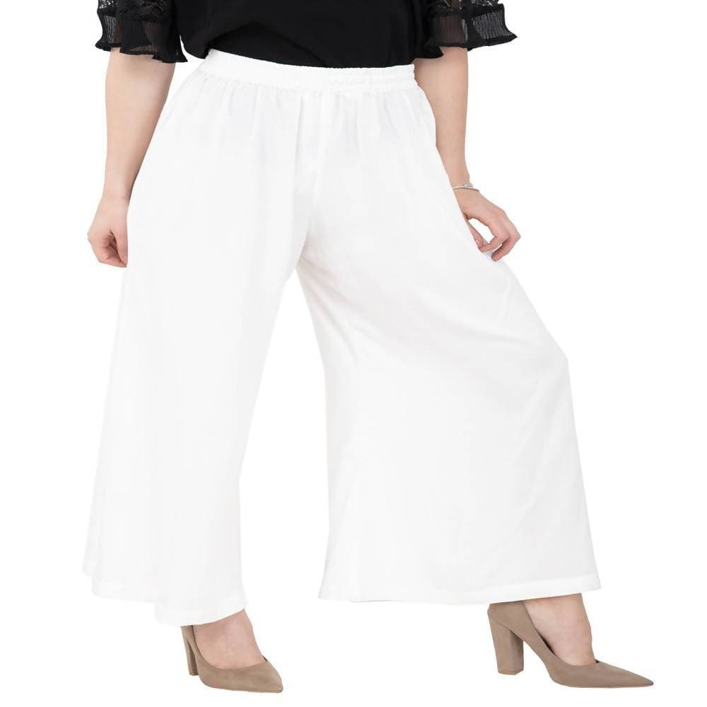Lagi Women's White Solid Palazzo (PLZ04F) | Swadesiicart