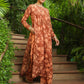 Janasya Brown Georgette Floral Kurta, Bottom & Inner | Swadesiicart