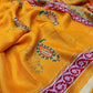 Mustard Silk Blend Geometric Saree with Unstitched Blouse - Hiral Fashion | Swadesiicart