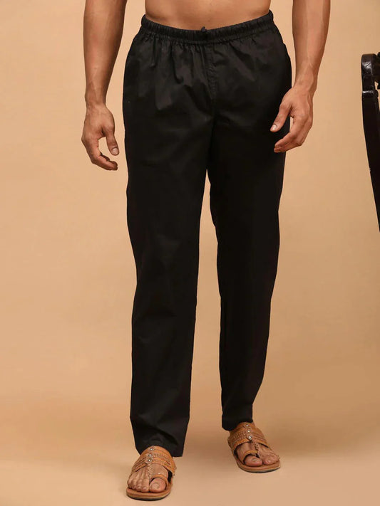 Fabmade Men's Z-Black Cotton Linen Pyjama | Swadesiicart
