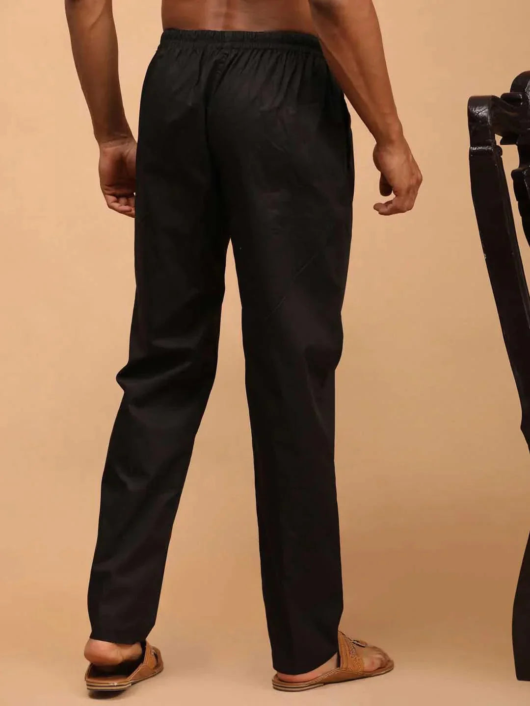 Fabmade Men's Z-Black Cotton Linen Pyjama | Swadesiicart