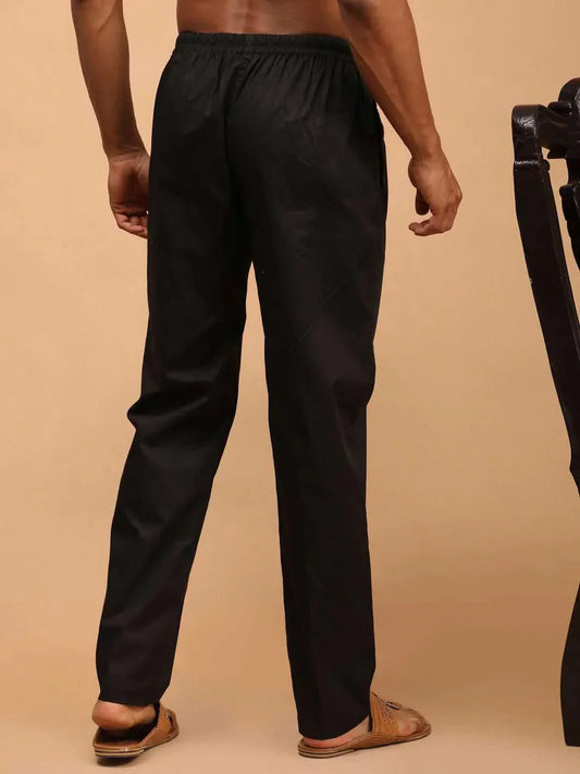 Fabmade Men's Black Cotton Pyjama | Swadesiicart