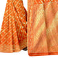 Vamika Orange Weaving Banarasi Jacquard Saree | Swadesiicart
