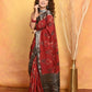 Very Much Indian Modal Silk Ajrakh Handblock Printed Natural Dyes With Designer Border Saree - Red | Swadesiicart