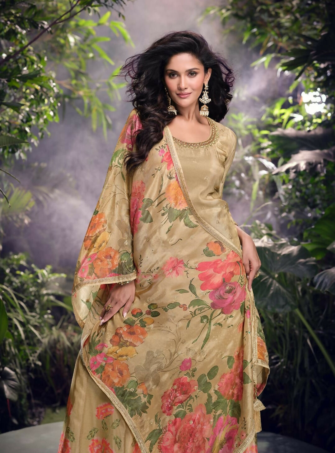 Anaita Chiku Embroidered Silk Stitched Plazo suit