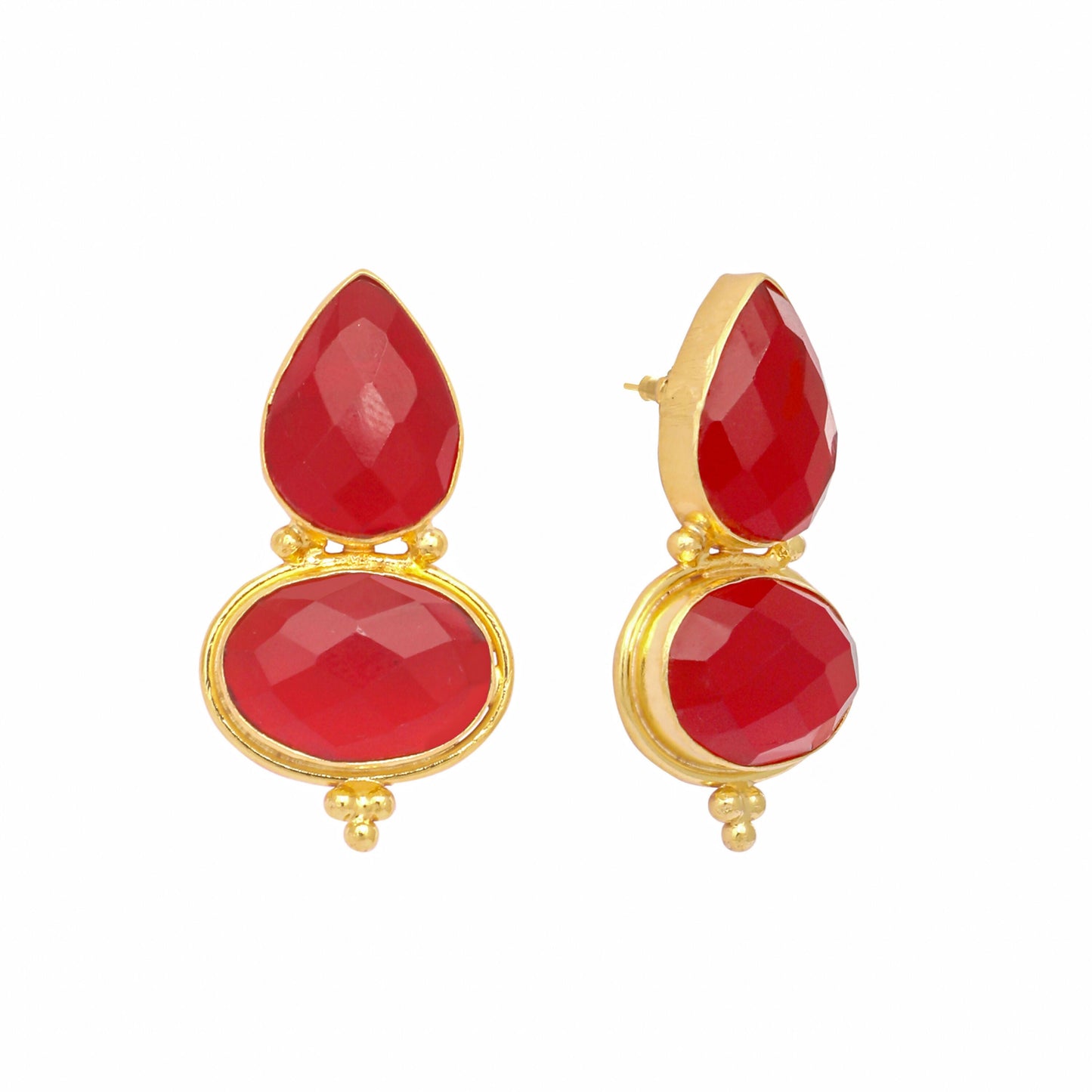 Nuyug 22K Gold Plated Red Embrace Earrings | Swadesiicart